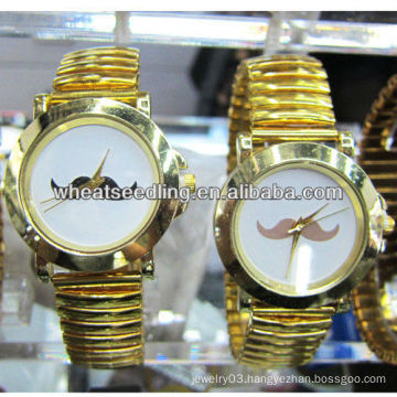 couple mustache design luxury gold plated gift western wrist watch